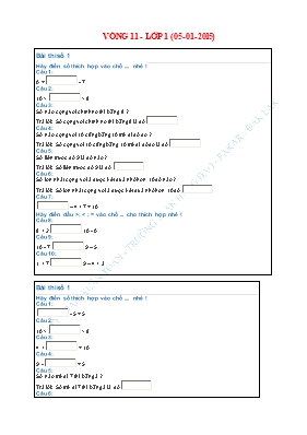 Đề thi Violympic Toán Lớp 1 - Vòng 11 - Năm học 2014-2015